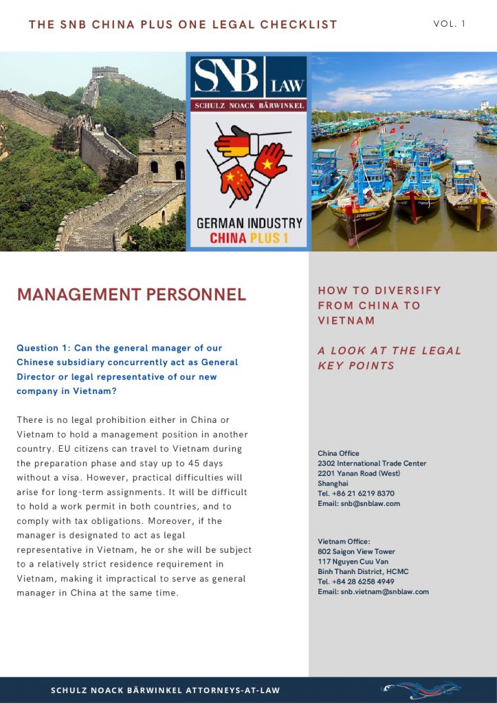 SNB China plus one Legal Checklist Vol 1 on Management Personnel 001